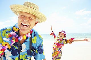Senior living residents in having fun at the beach