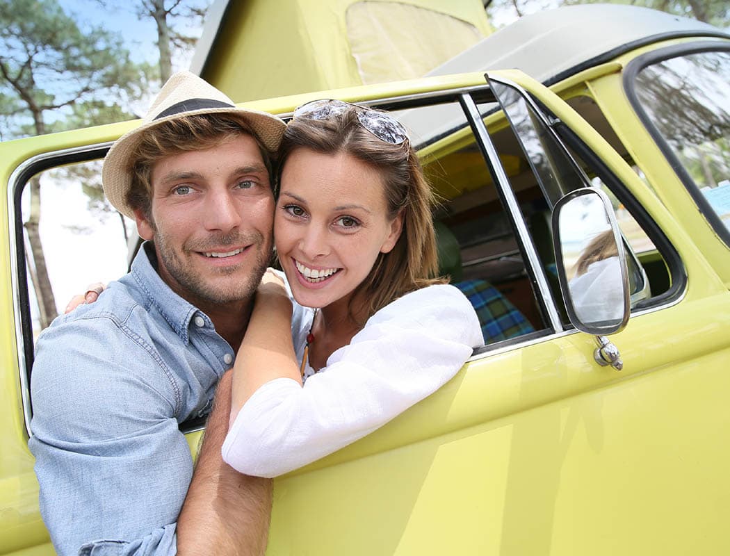 Happy couple near Parc at Broad River in Beaufort