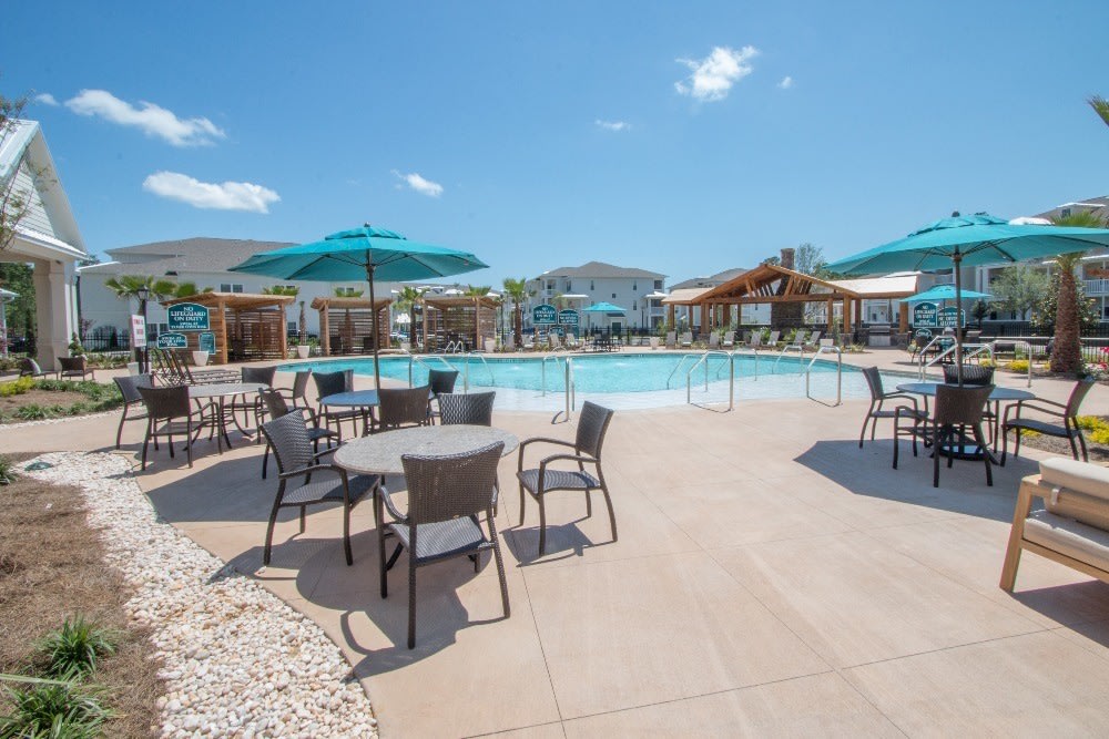 Pool and patio area at Parc at Broad River in Beaufort