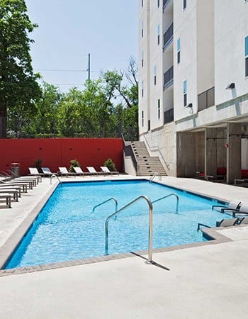 The luxurious swimming pool at The Academy at Frisco awaits!