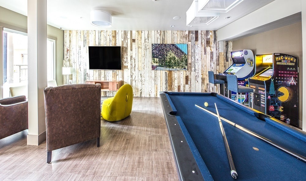 Game room at The Meyden in Bellevue, Washington