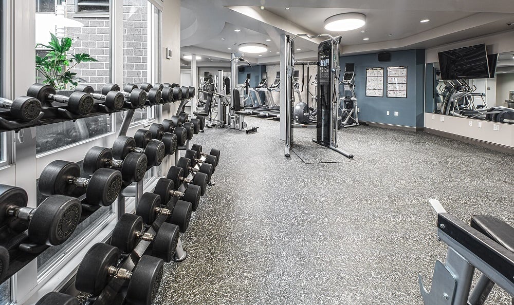 State-of-the-art fitness center at The Meyden in Bellevue, Washington