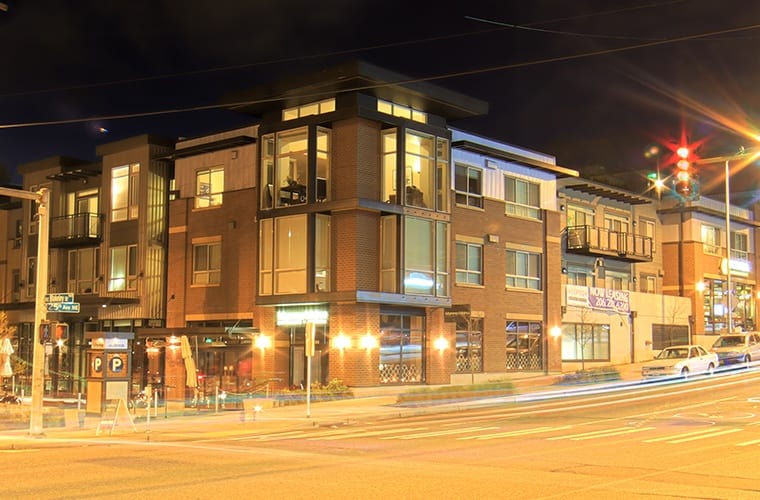Nighttime at The Corydon in Seattle, WA