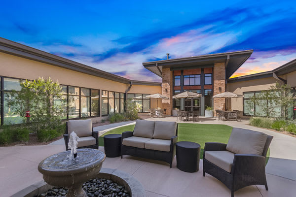Patio at senior living in Seattle