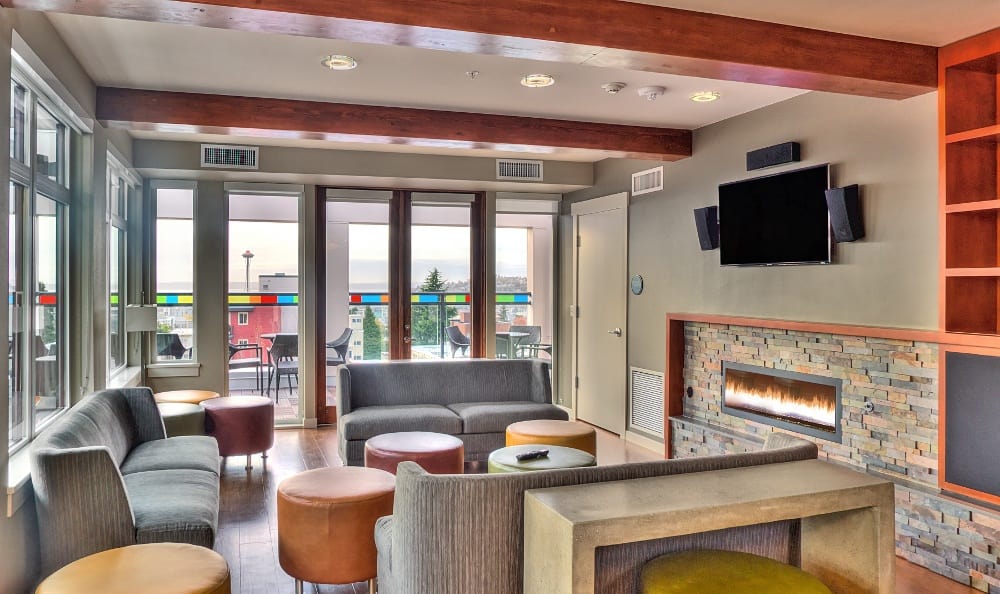 Clubhouse community lounge at The Lyric in Seattle, Washington