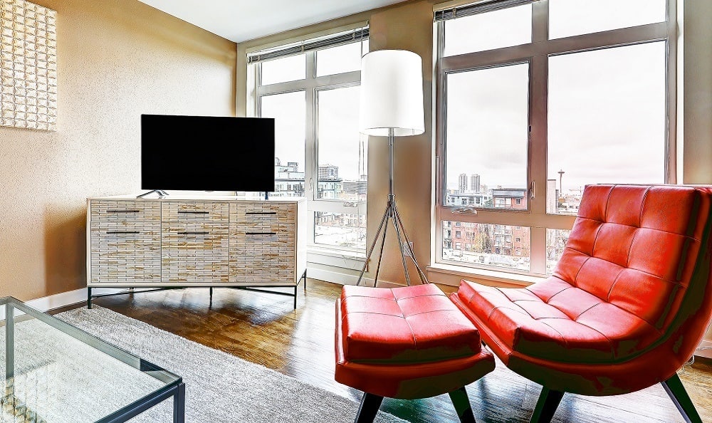 Well decorated living room at The Lyric in Seattle, Washington