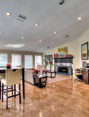 Office with fireplace at luxury apartments in Houston