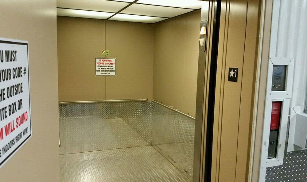 Elevator access at self storage in Bellingham