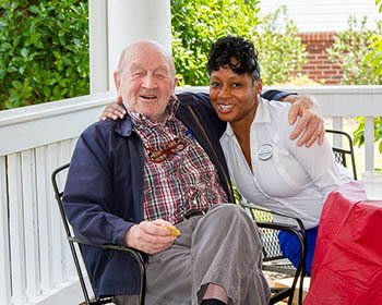 Senior man with enjoying his time with caretaker