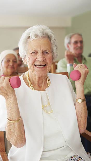 Woman exercising with weights