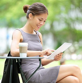 Resident enjoying coffee in Bellevue apartments for rent