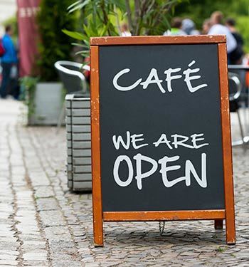 Cafe sign near the apartments for rent in Seattle