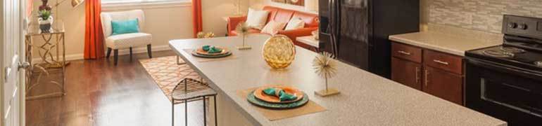 Interior features at Oak Forest such as a gourmet kitchen with stainless steel appliances and granite countertops
