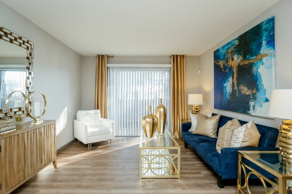 Interior features at Pine Forest Park & Pine Forest Place Apartments such as a gourmet kitchen with stainless steel appliances and granite countertops