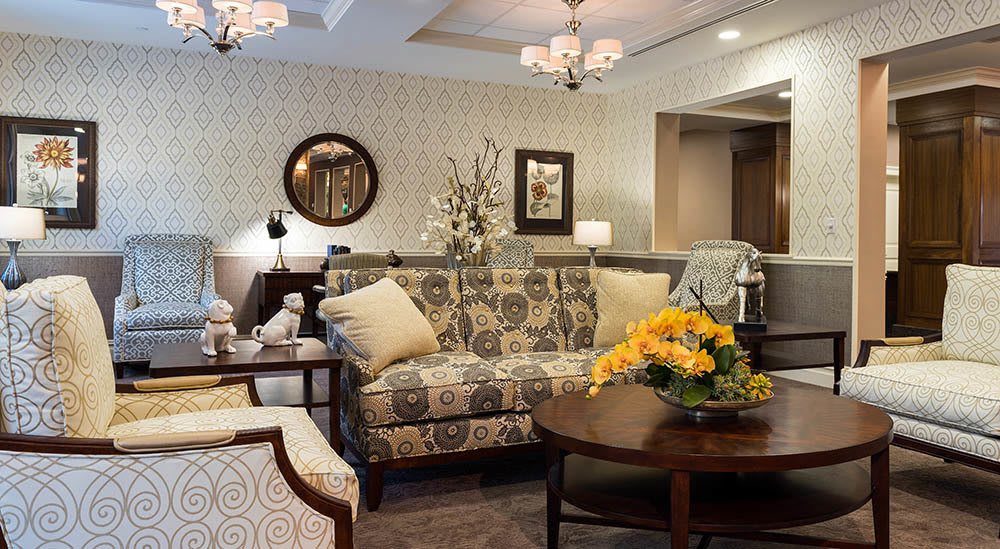 Seating at senior living lobby in White Plains