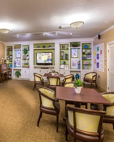 Dining area at the senior living community in Huntington Beach