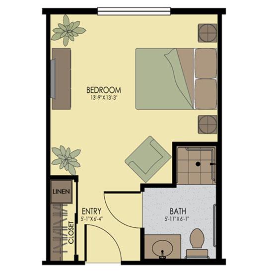 Private room at Pacific Gardens Alzheimer's Special Care Center