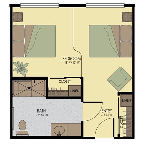 Private room at Pacific Gardens Alzheimer's Special Care Center