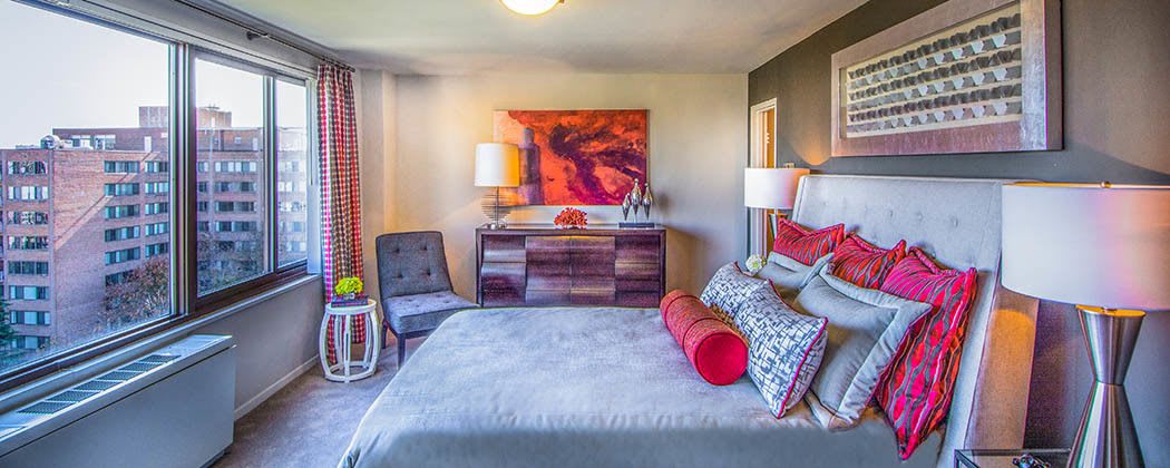 Bedroom at apartments in Arlington