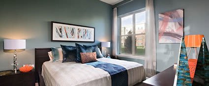 Bedroom at apartments in Malden