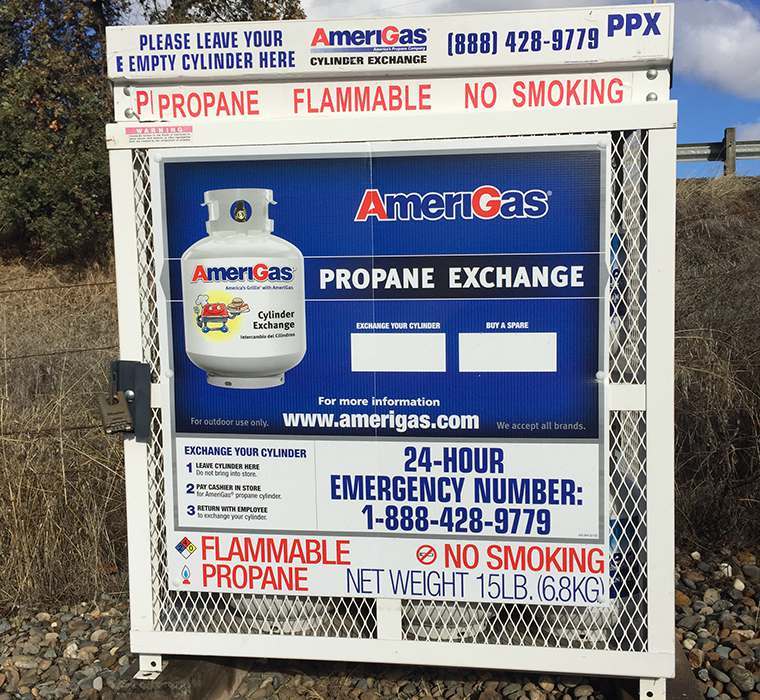 Propane refill at the self storage facility in Sacramento