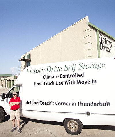 Free use of our moving truck upon initial move-in at Victory Drive Self Storage