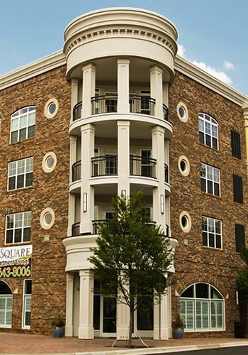 Exterior of the Ashley Square apartments under WRH Realty Services, Inc