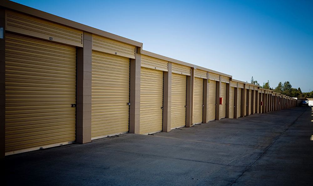 Outdoor storage units at Placer Self Storage in Rocklin, California