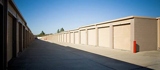 Large driveways at Rock Creek Self Storage in Auburn, California. 