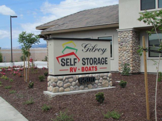 Front signage at Gilroy Self Storage in Gilroy, California