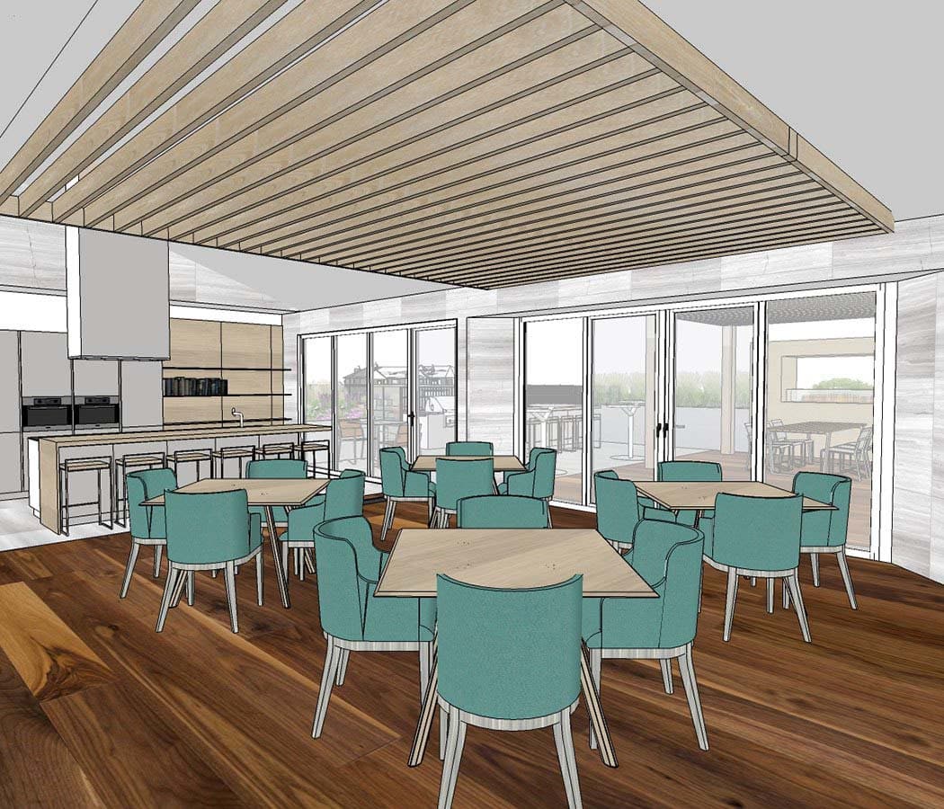 dining area at TAVA Waters