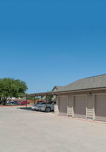 Garages available at Republic Deer Creek Apartments apartments in Fort Worth, TX
