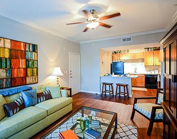 Living room at stylish apartments in Baton Rouge
