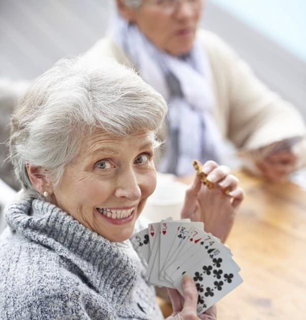 Seniors playing cards in Fallbrook, CA.