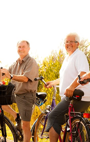 Group from one of our AssistedSenior.com communities setting out on a bike ride on a gorgeous day!