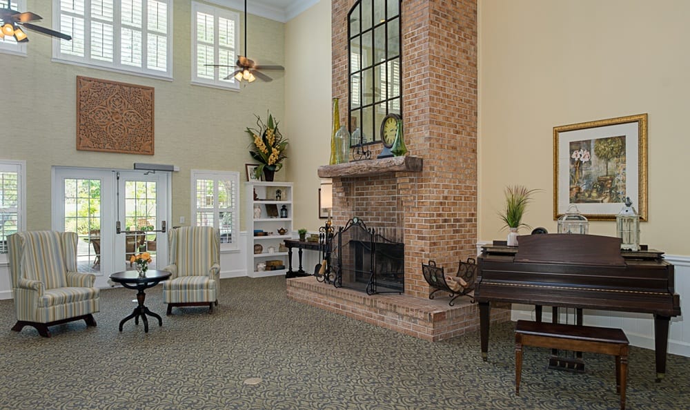 Foyer with fireplace at Grand Villa of Largo in Florida
