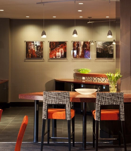 Enjoy a meal outside on your new patio at The Galaxy