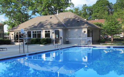 A sparkling swimming pool at Amber Commons