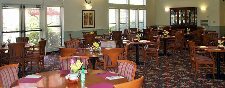 Common dining room at the senior living community in Grass Valley