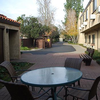 Patio area at the senior living community in Sacramento