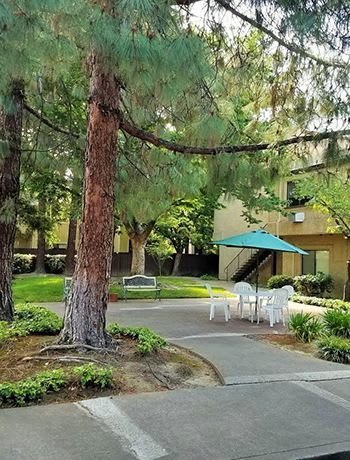 Well landscaped yards at the senior living community in Sacramento