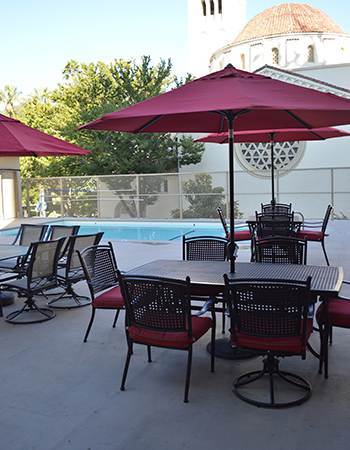 Pool area at the senior living community in Sacramento