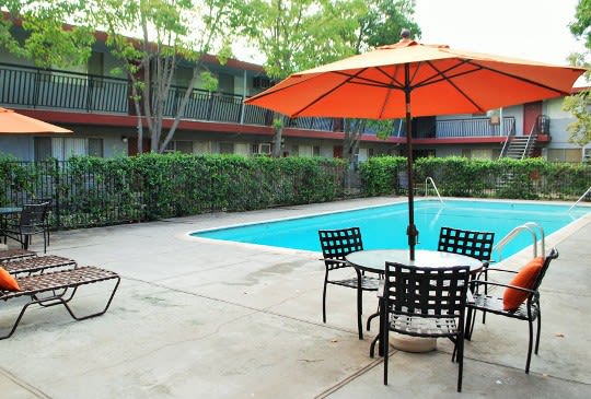Pool area for the apartments for rent in Sacramento, CA