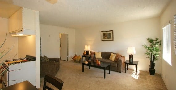 Model living room at The Pavillion