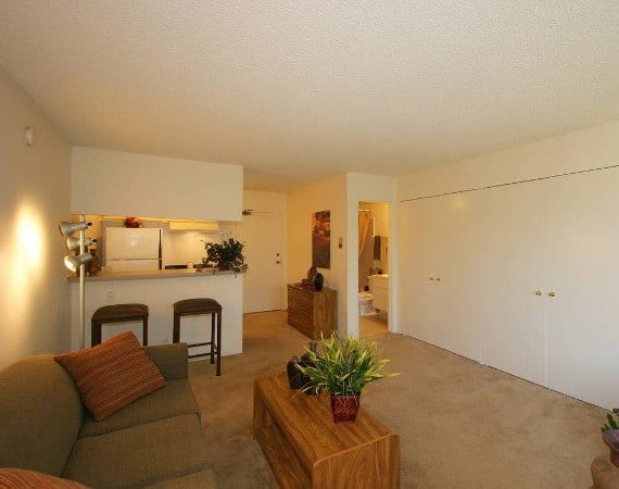 Model living room at The Excelsior