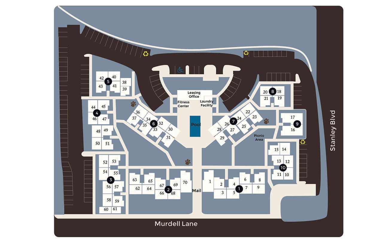 Community site map for Villa Palms Apartment Homes in Livermore, California