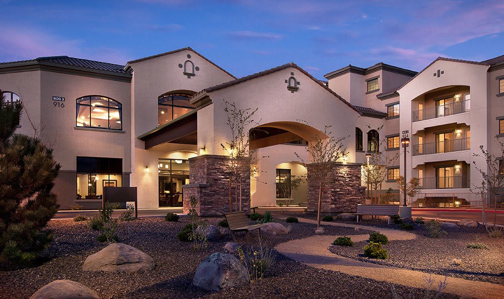 An exterior view of the entrance to Alta Vista senior living