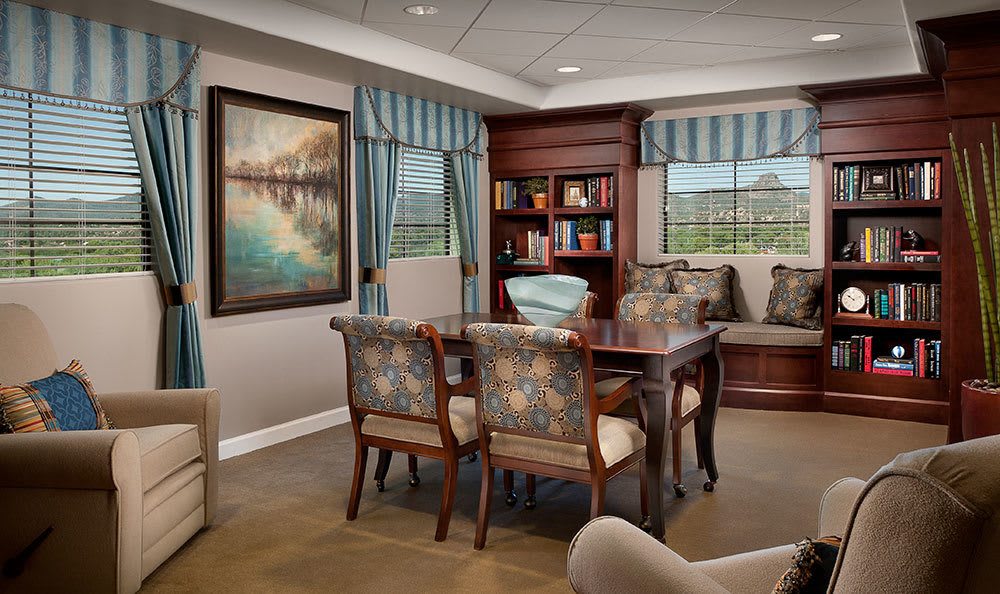 Luxurious decor in the distinguished lounge at our Prescott assisted living community