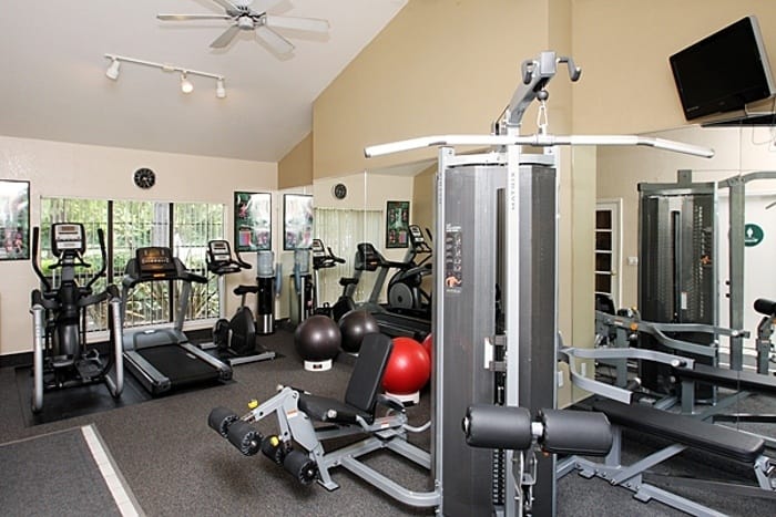 Fitness center at Shadow Creek Apartment Homes in Santa Rosa