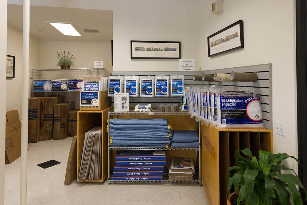 Moving supplies at self storage facility in Pasadena, CA.